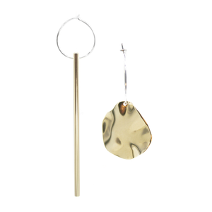Falling & Autumn Leaf - Brass and silver hoop earrings l A Bird Named Frank