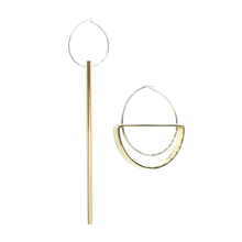 Falling Light & Hanging Moon - Brass and silver hoop earrings l A Bird Named Frank