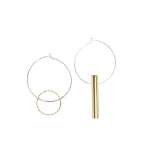 Halo & Warmth - Brass and silver hoop earrings l A Bird Named Frank