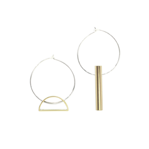 Setting Sun & Warmth - Brass and silver hoop earrings l A Bird Named Frank