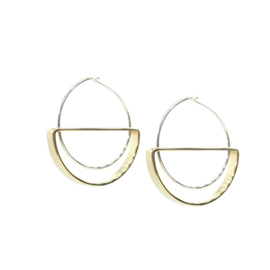 Hanging Moon - Brass and silver hoop earrings l A Bird Named Frank