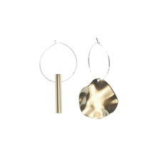 Warmth & Autumn Leaf- Brass and silver hoop earrings l A Bird Named Frank