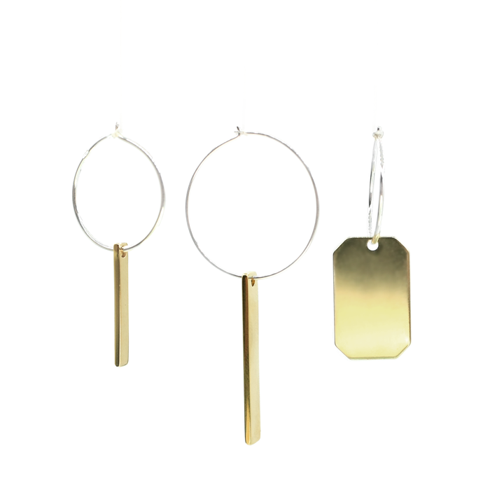 Fukusasa - Brass and silver lucky charm earrings l A Bird Named Frank